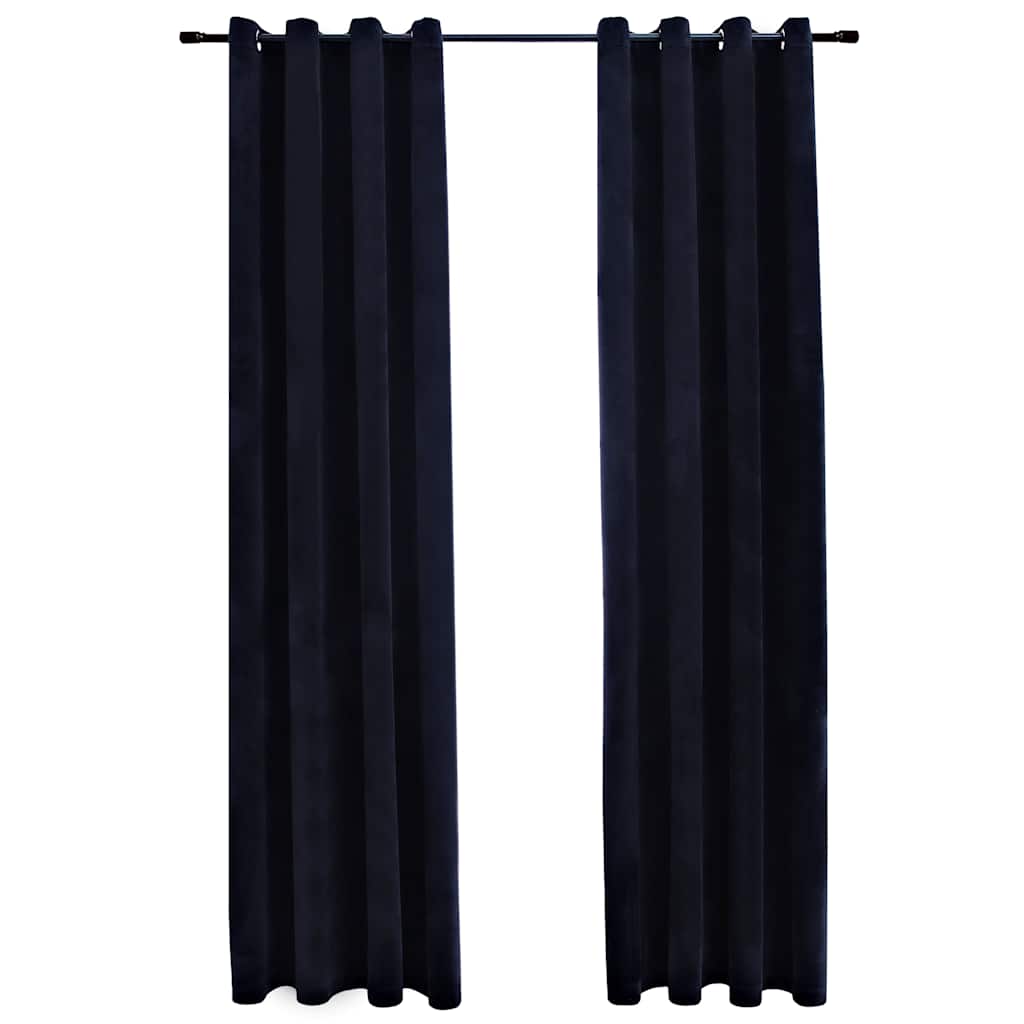 vidaXL Rideaux occultants à œillets 2 pcs Velours Noir 140x175 cm