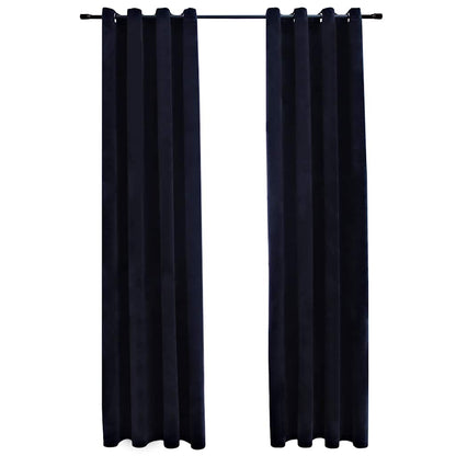 vidaXL Rideaux occultants à œillets 2 pcs Velours Noir 140x175 cm
