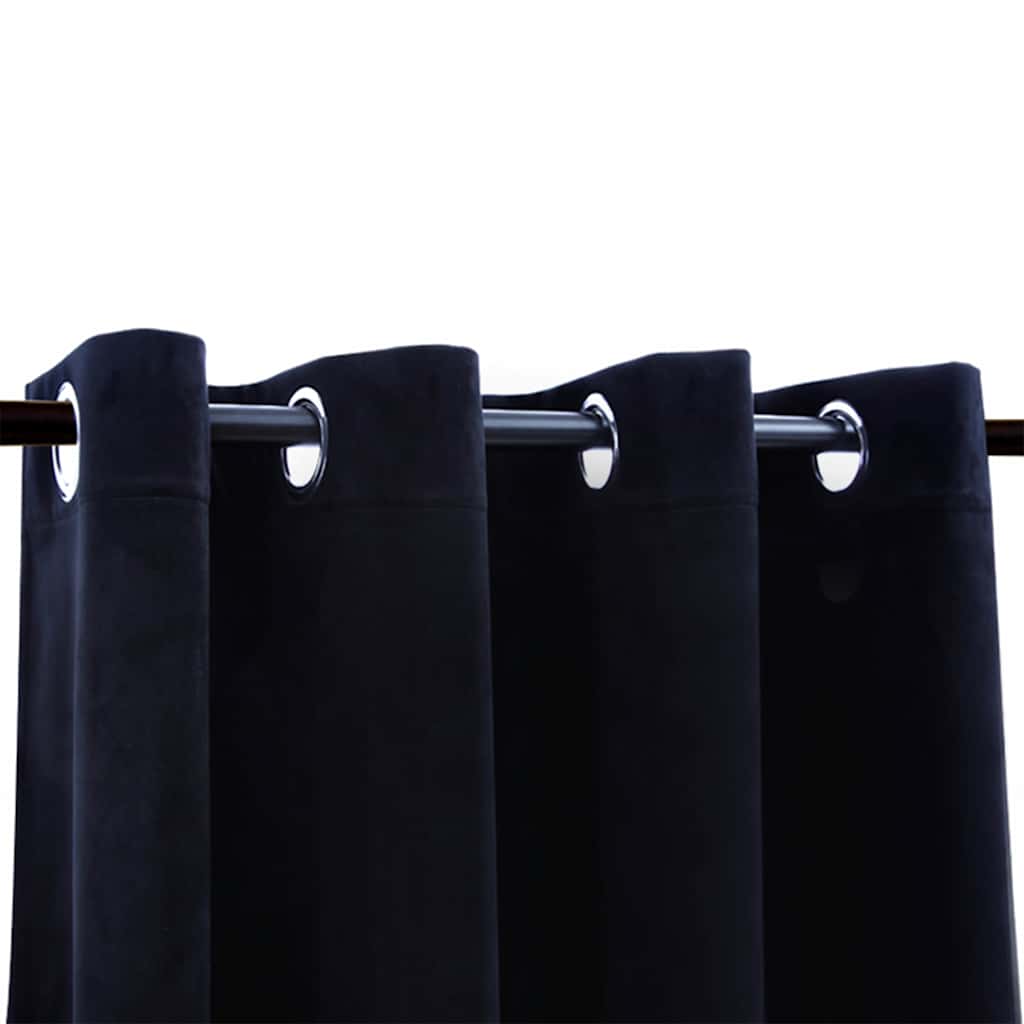 vidaXL Rideaux occultants à œillets 2 pcs Velours Noir 140x175 cm
