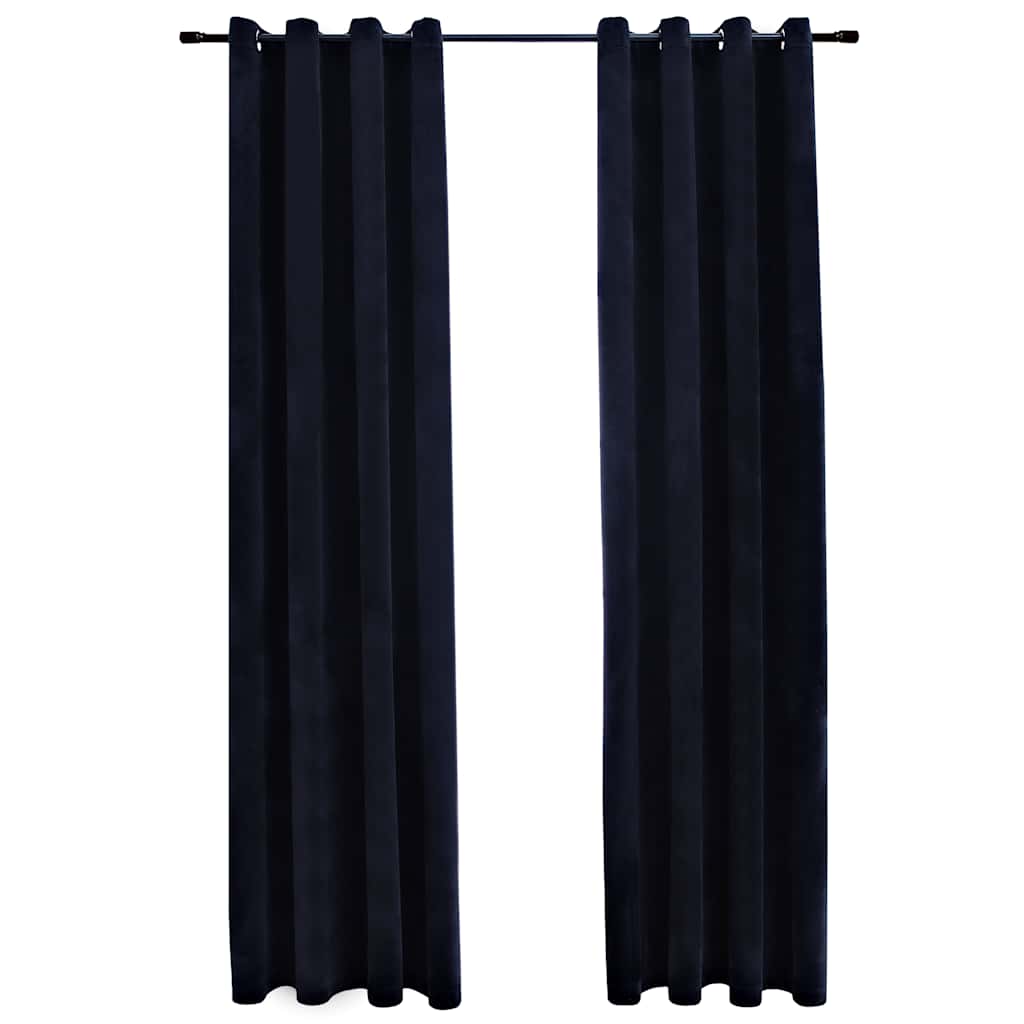 vidaXL Rideaux occultants à œillets 2 pcs Velours Noir 140x225 cm