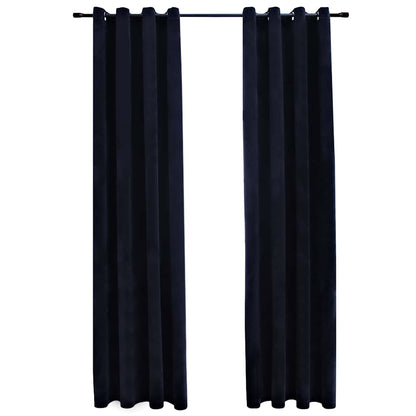 vidaXL Rideaux occultants à œillets 2 pcs Velours Noir 140x225 cm