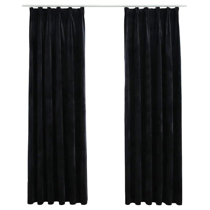vidaXL Verdunkelungsvorhänge mit Haken 2 Stk. Samt Schwarz 140x225 cm