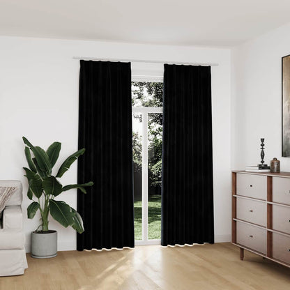 vidaXL Verdunkelungsvorhänge mit Haken 2 Stk. Samt Schwarz 140x225 cm