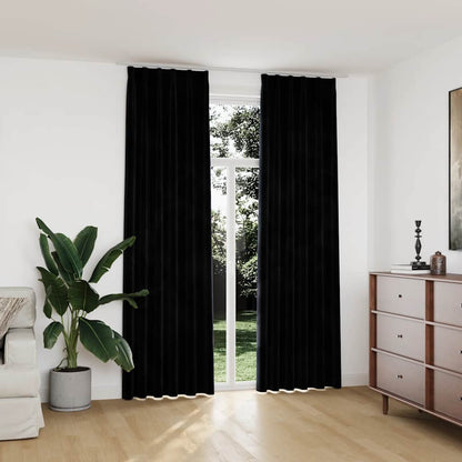 vidaXL Verdunkelungsvorhänge mit Haken 2 Stk. Samt Schwarz 140x245 cm