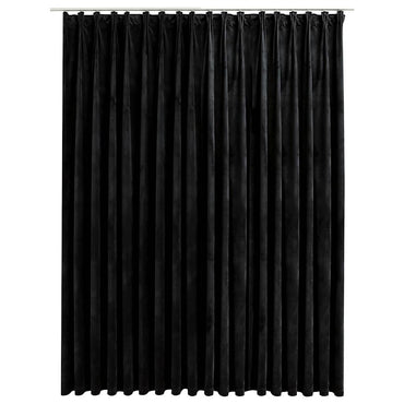vidaXL Rideau occultant avec crochets Velours Noir 290 x 245 cm