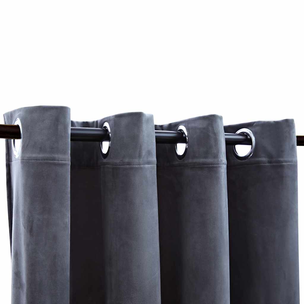 vidaXL Rideaux occultants à œillets 2 pcs Velours Anthracite 140x175 cm