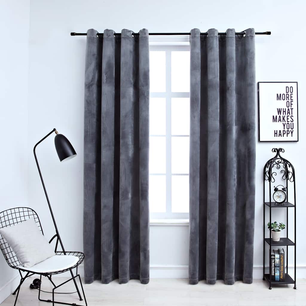 vidaXL Rideaux occultants à œillets 2 pcs Velours Anthracite 140x225 cm