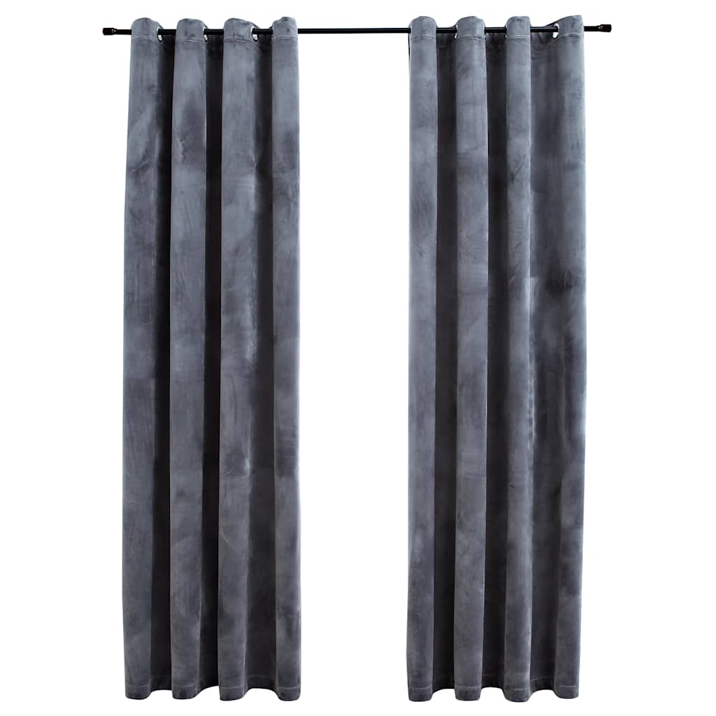 vidaXL Rideaux occultants à œillets 2 pcs Velours Anthracite 140x245 cm