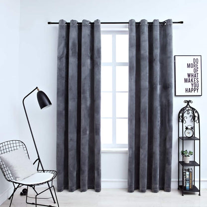 vidaXL Rideaux occultants à œillets 2 pcs Velours Anthracite 140x245 cm