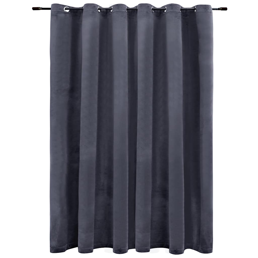 vidaXL Rideau occultant avec œillets en métal Velours Anthracite 290 x 245 cm