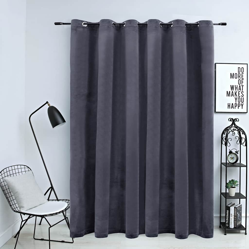 vidaXL Rideau occultant avec œillets en métal Velours Anthracite 290 x 245 cm