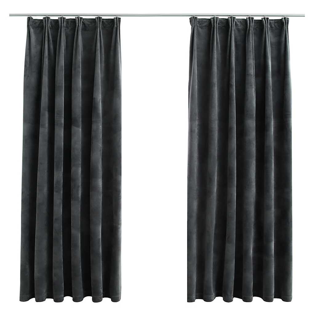 vidaXL Verdunkelungsvorhänge mit Haken 2 Stk. Samt Anthrazit 140x175cm