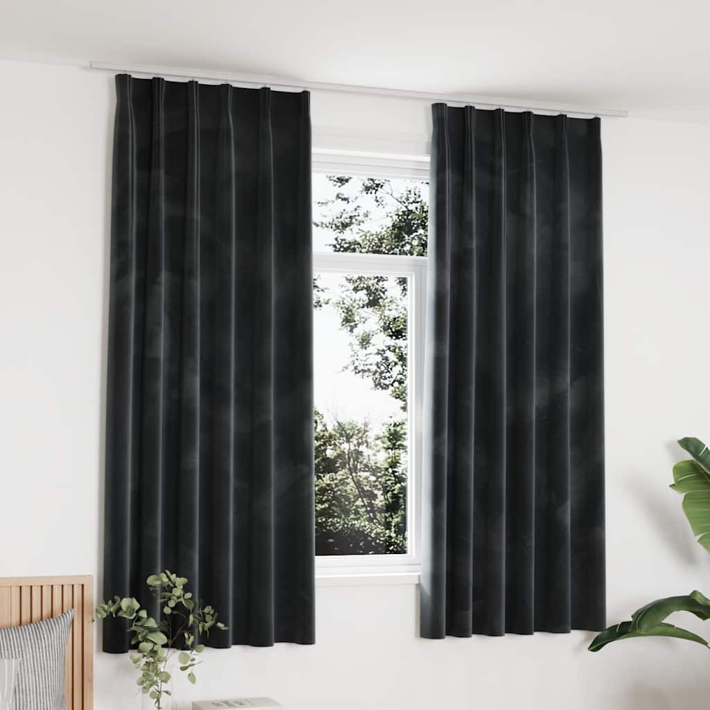vidaXL Verdunkelungsvorhänge mit Haken 2 Stk. Samt Anthrazit 140x175cm