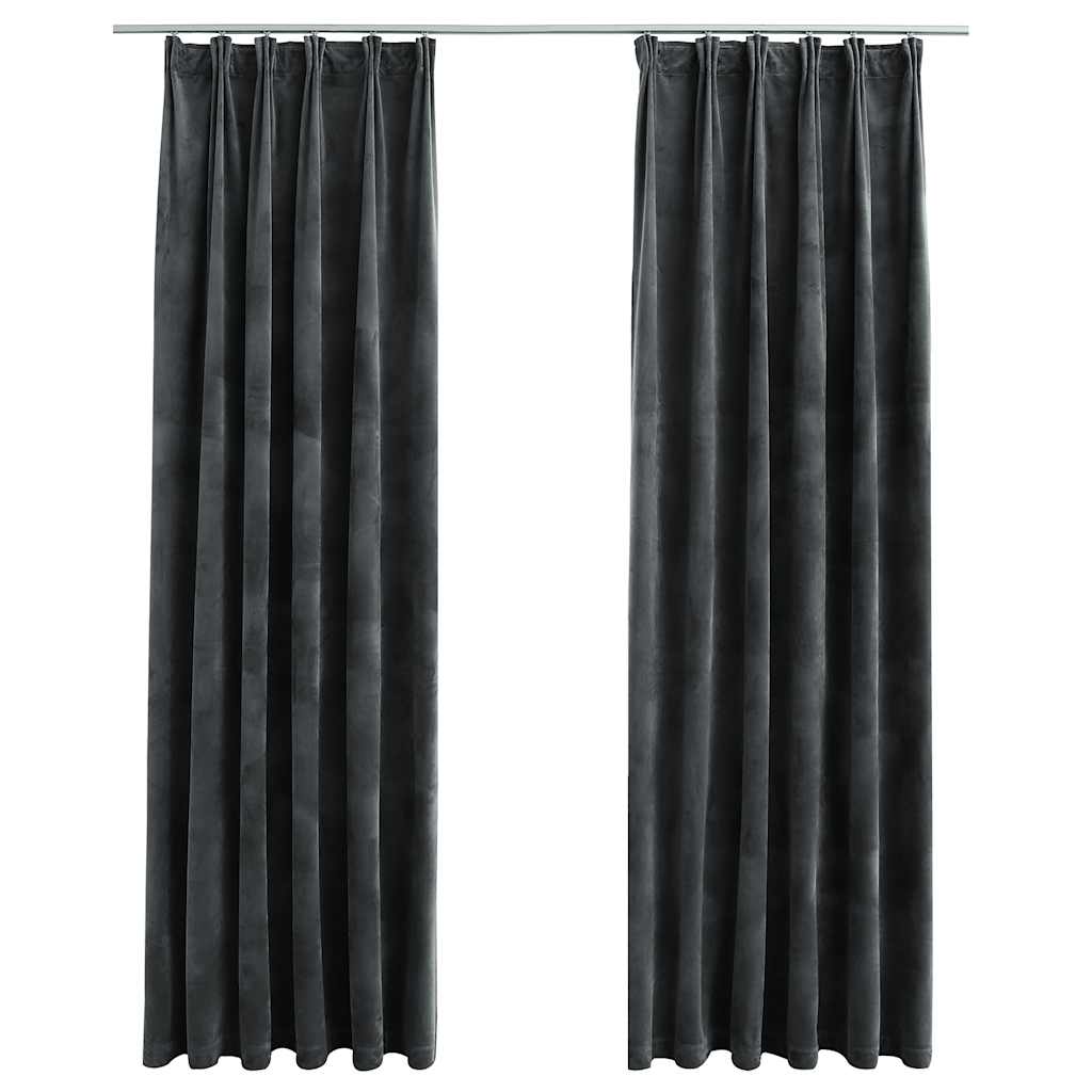 vidaXL Rideaux occultants avec crochets 2 pcs Velours anthracite 140x225 cm