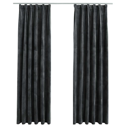vidaXL Rideaux occultants avec crochets 2 pcs Velours anthracite 140x225 cm