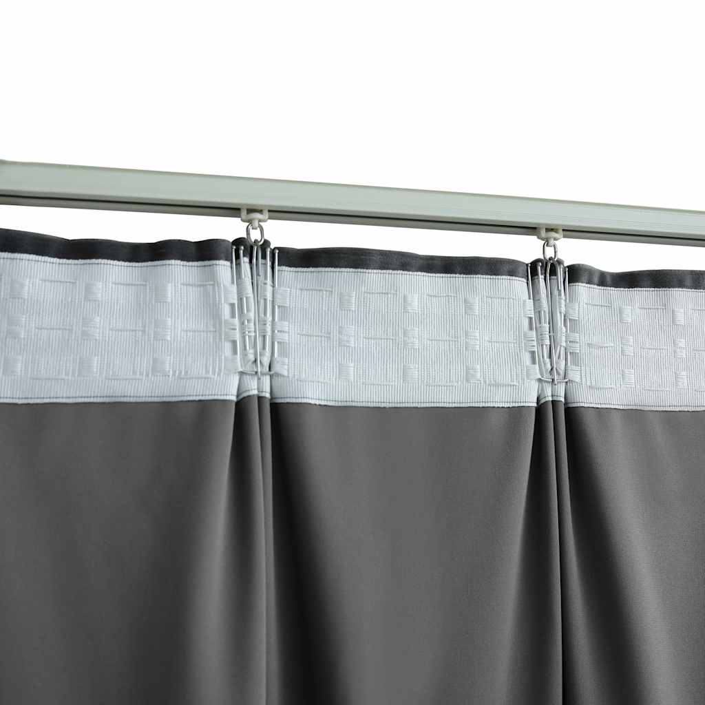 vidaXL Rideaux occultants avec crochets 2 pcs Velours anthracite 140x225 cm