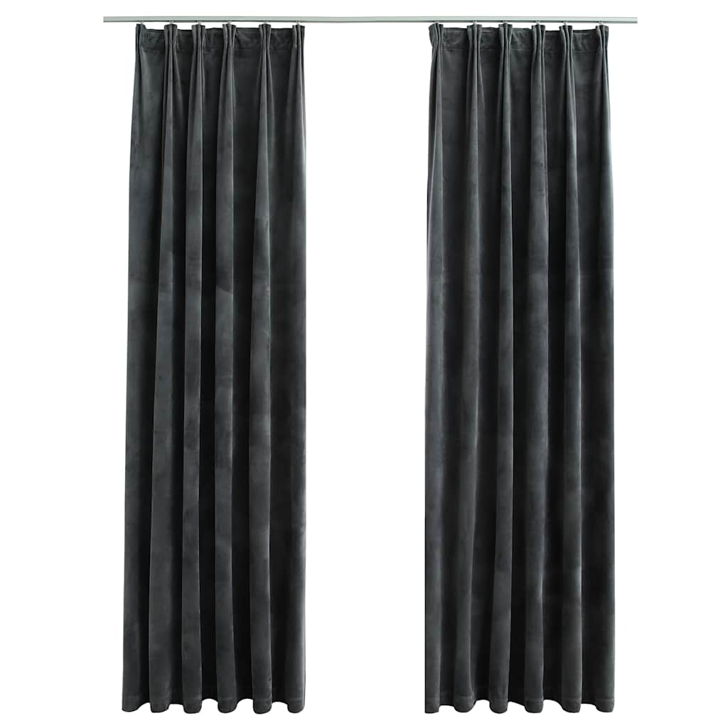 vidaXL Rideaux occultants avec crochets 2 pcs Velours Anthracite 140x245 cm