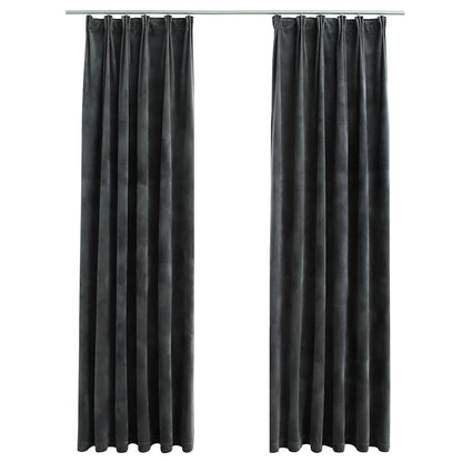 vidaXL Rideaux occultants avec crochets 2 pcs Velours Anthracite 140x245 cm