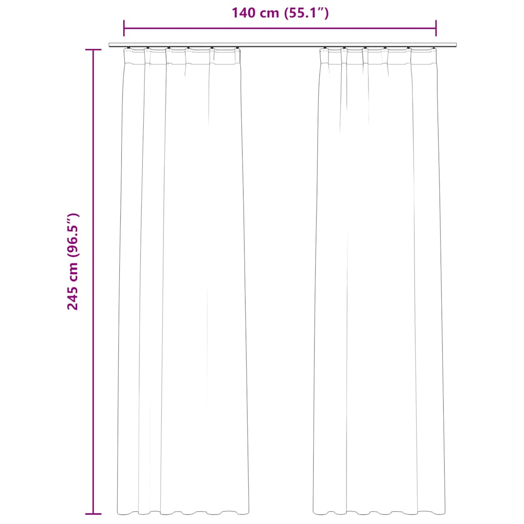 vidaXL Rideaux occultants avec crochets 2 pcs Velours Anthracite 140x245 cm