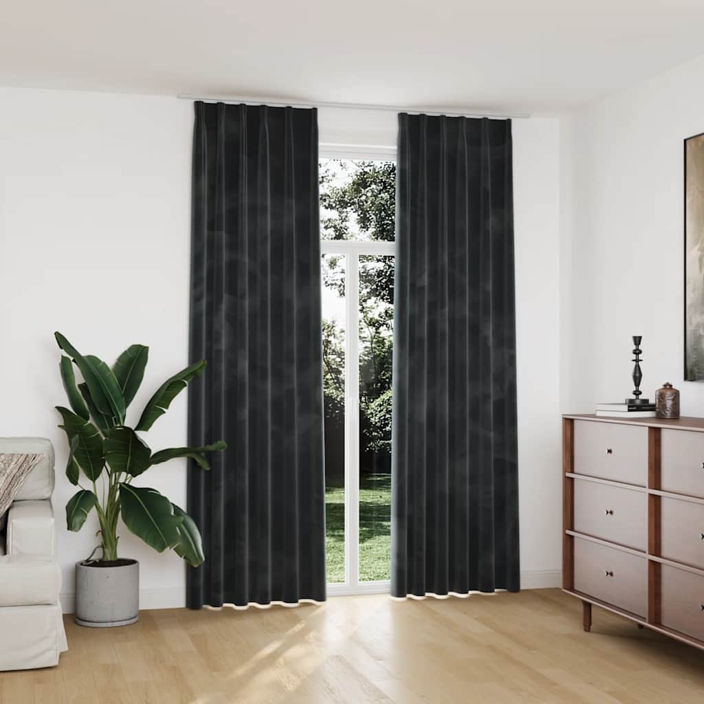 vidaXL Rideaux occultants avec crochets 2 pcs Velours Anthracite 140x245 cm