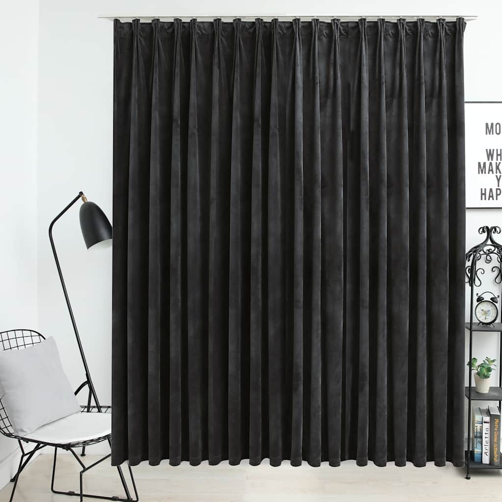 vidaXL Rideau occultant avec crochets Velours Anthracite 290 x 245 cm