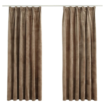 vidaXL Rideaux occultants avec crochets 2 pcs Velours Beige 140x175 cm