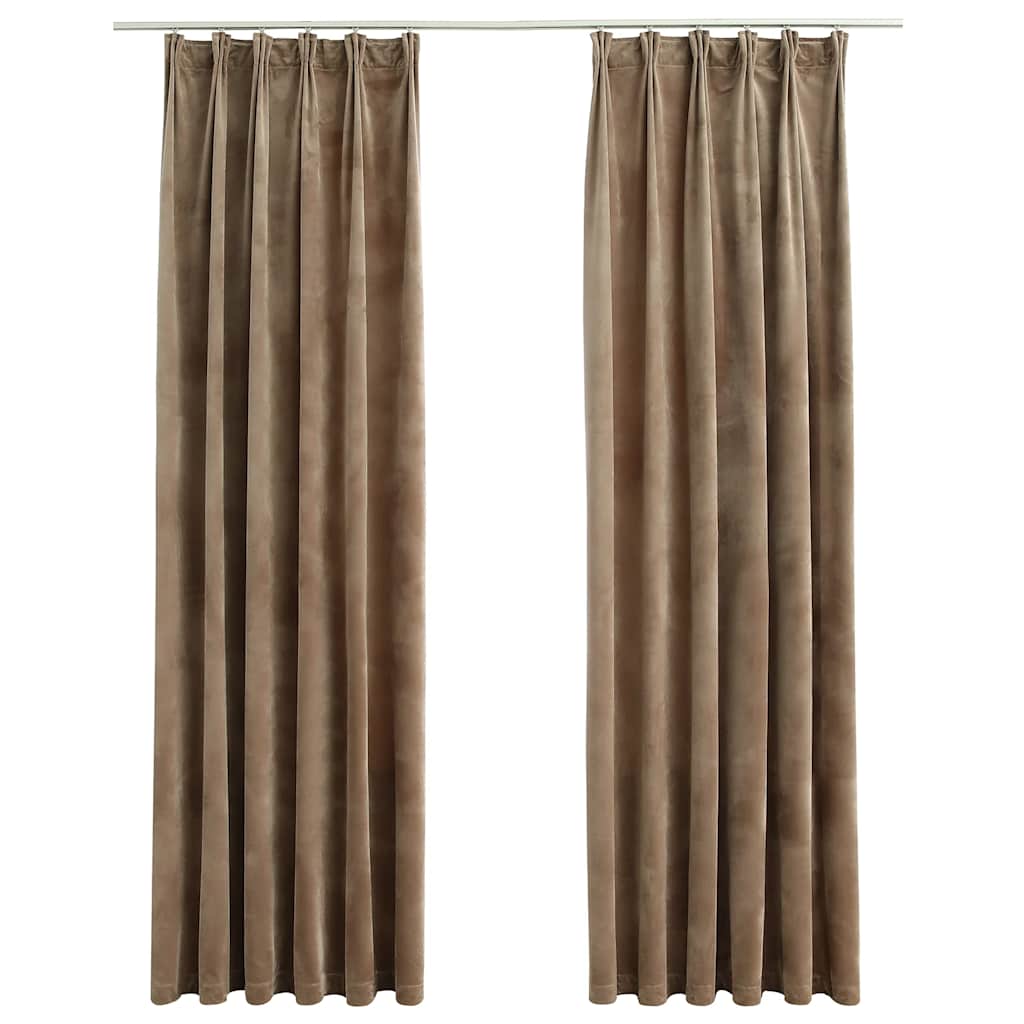 vidaXL Rideaux occultants à crochets 2 pcs Velours Beige 140x225 cm