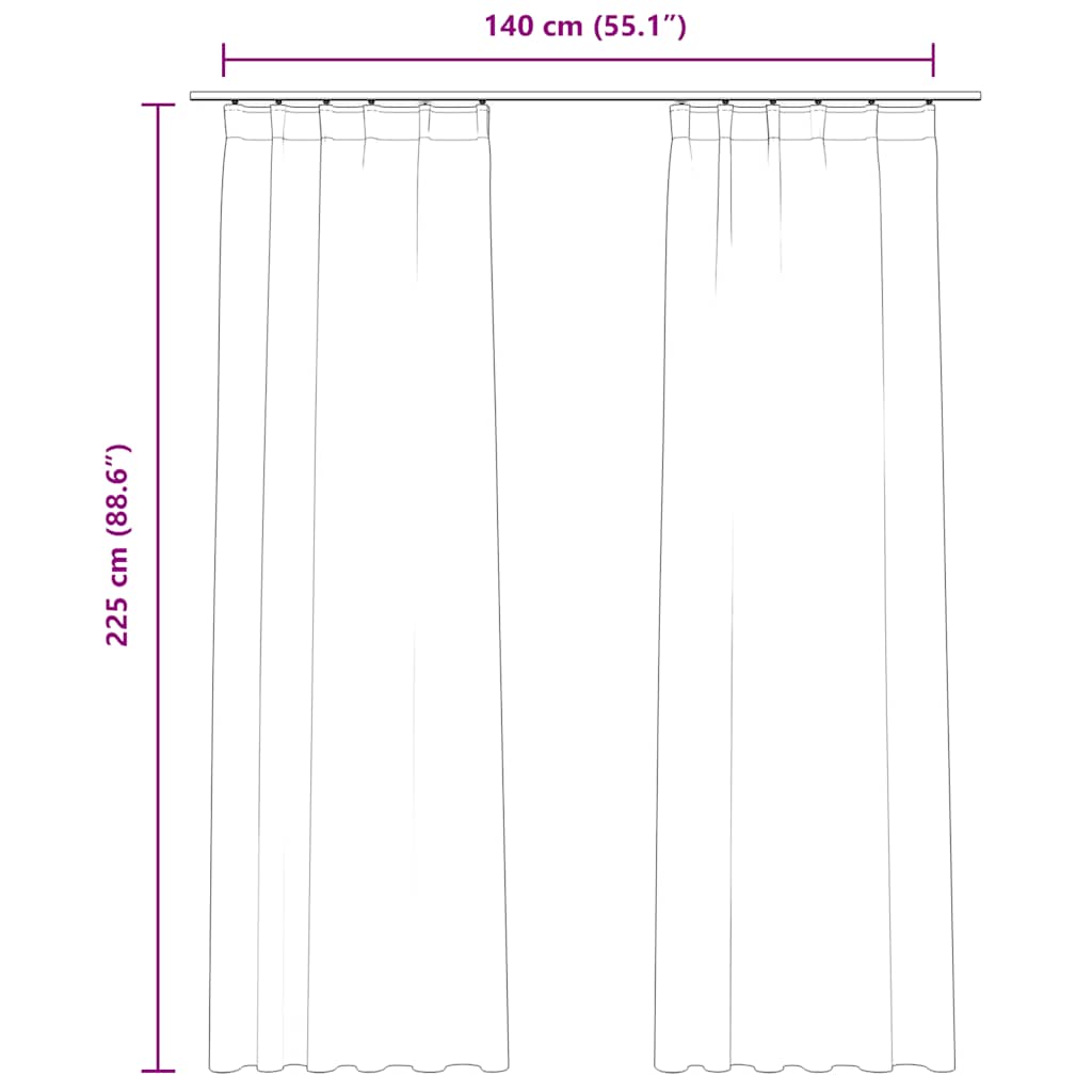 vidaXL Rideaux occultants à crochets 2 pcs Velours Beige 140x225 cm