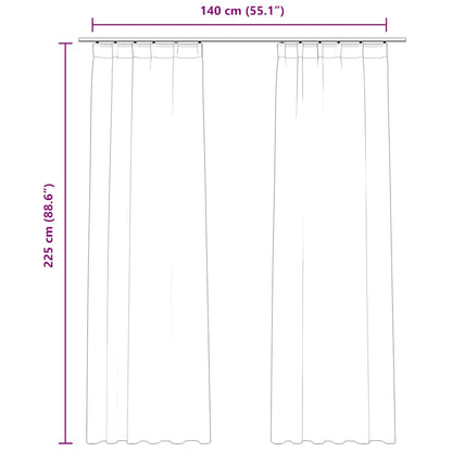 vidaXL Rideaux occultants à crochets 2 pcs Velours Beige 140x225 cm
