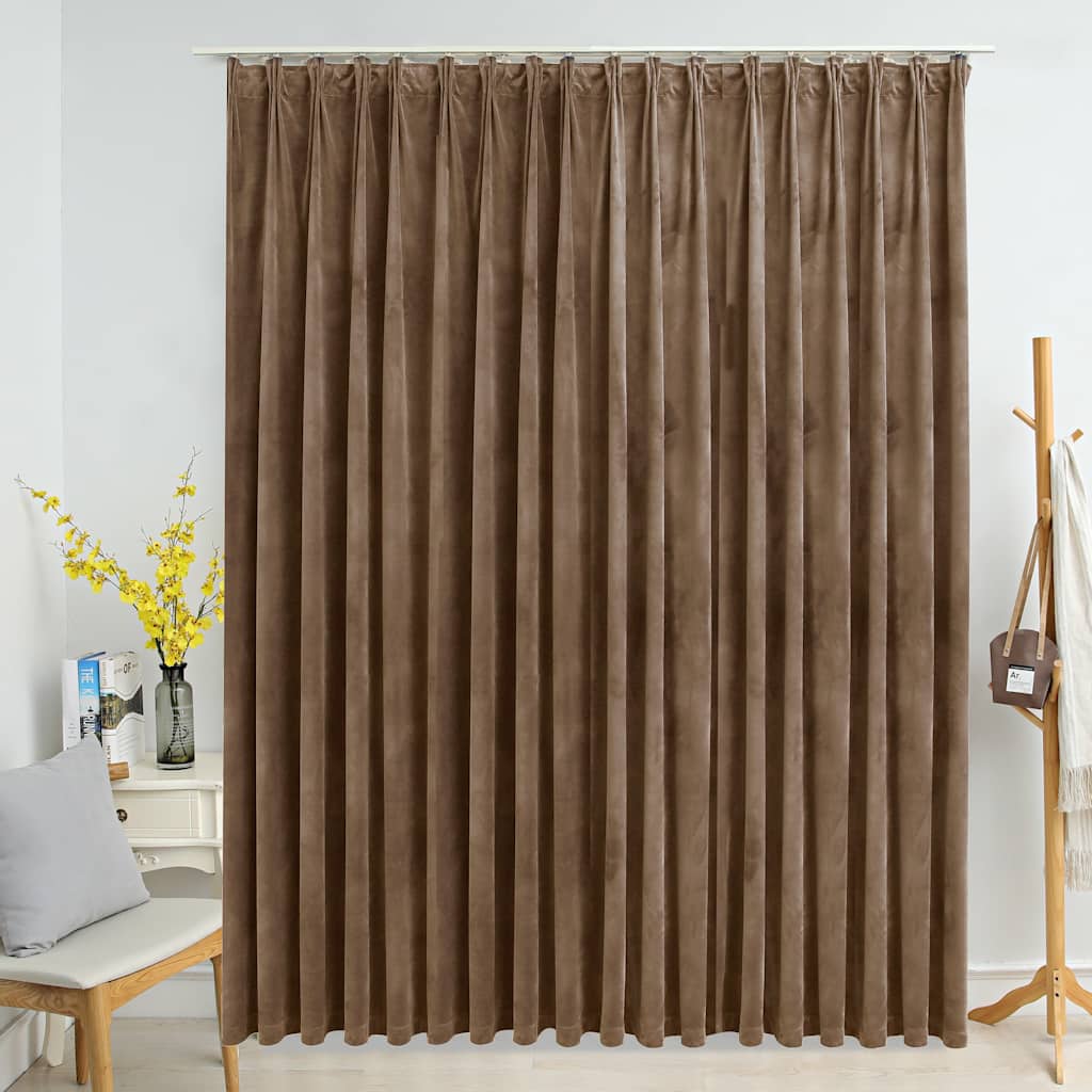 vidaXL Rideau occultant à crochets Velours Beige 290 x 245 cm