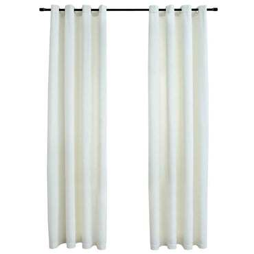 vidaXL Rideaux occultants à œillets 2 pcs Velours Crème 140x175 cm