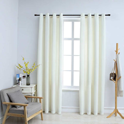 vidaXL Rideaux occultants à œillets 2 pcs Velours Crème 140x175 cm