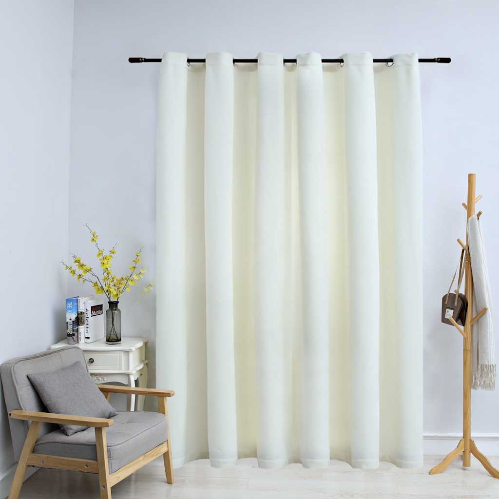 vidaXL Rideau occultant à œillets velours crème 290 x 245 cm