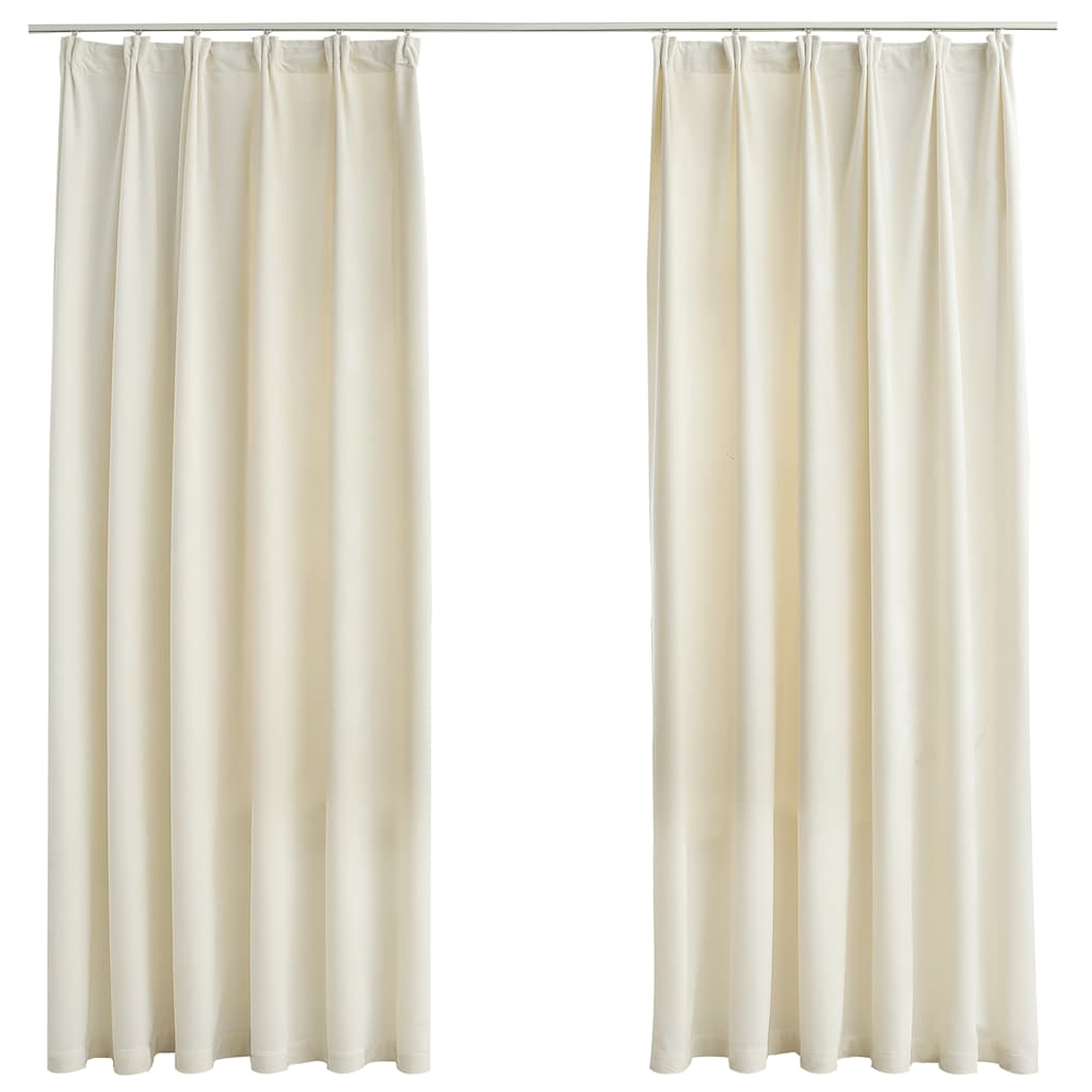vidaXL Rideaux occultants avec crochets 2 pcs Velours Crème 140x175 cm