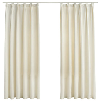 vidaXL Rideaux occultants avec crochets 2 pcs Velours Crème 140x175 cm