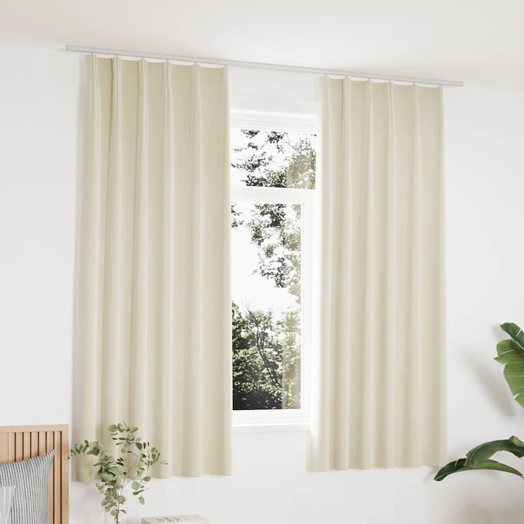 vidaXL Rideaux occultants avec crochets 2 pcs Velours Crème 140x175 cm