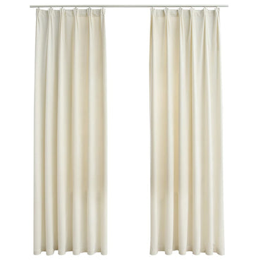 vidaXL Rideaux occultants avec crochets 2 pcs Velours Crème 140x225cm