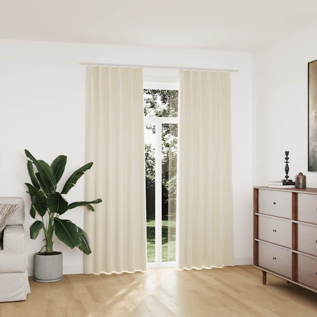 vidaXL Rideaux occultants avec crochets 2 pcs Velours Crème 140x225cm