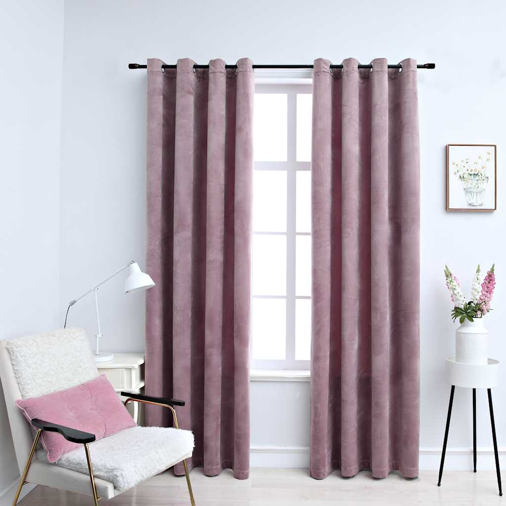 vidaXL Rideaux occultants à œillets 2 pcs Velours Rose antique 140x225cm