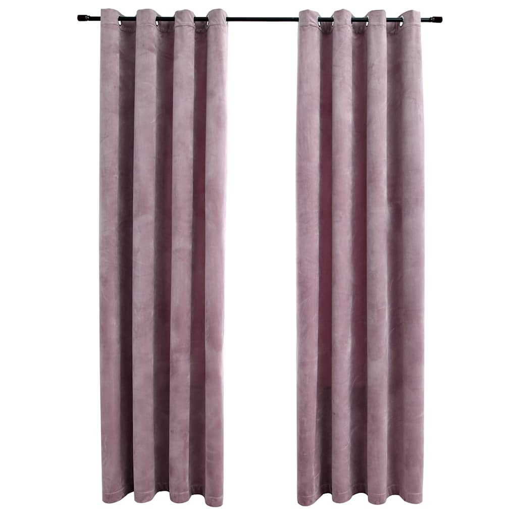 vidaXL Rideaux occultants à œillets 2 pcs Velours Vieux rose 140x245 cm