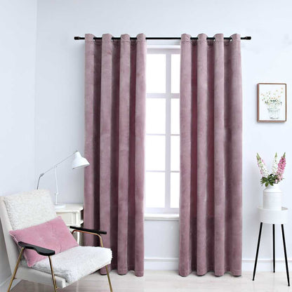 vidaXL Rideaux occultants à œillets 2 pcs Velours Vieux rose 140x245 cm