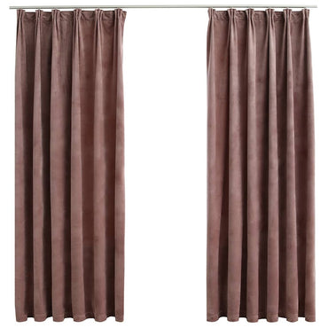 vidaXL Rideaux occultants à crochets 2 pcs Velours Vieux rose 140x175 cm
