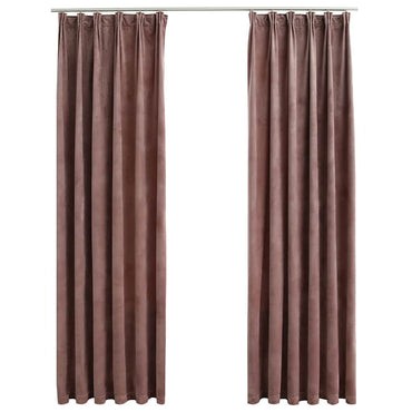 vidaXL Rideaux occultants à crochets 2 pcs Velours Vieux rose 140x225 cm