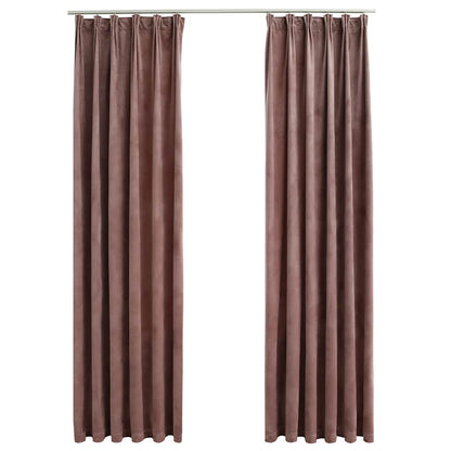 vidaXL Rideaux Occultants à Crochets 2 pcs Velours Rose antique 140x245cm