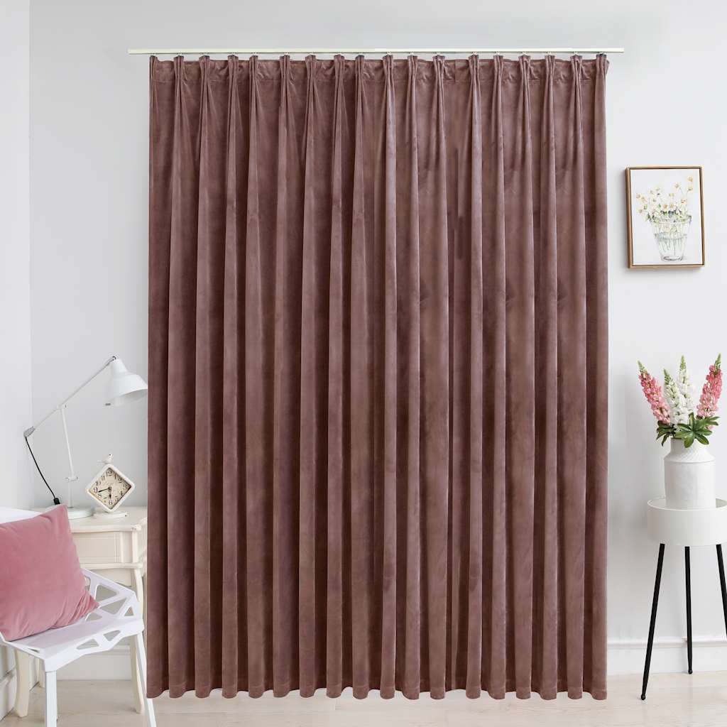 vidaXL Rideau occultant avec crochets Velours Rose antique 290 x 245 cm
