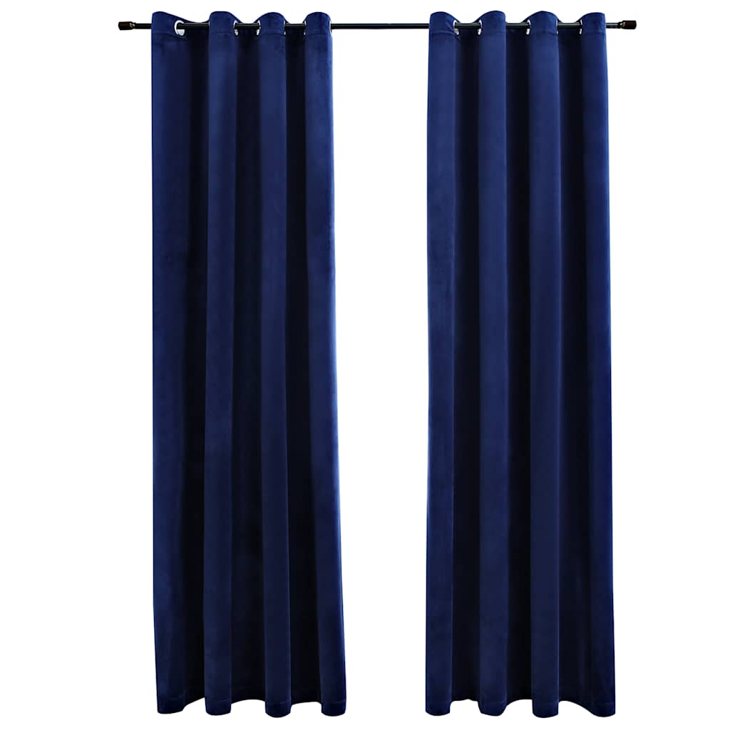 vidaXL Rideaux occultants à œillets 2 pcs Velours Bleu foncé 140x175cm