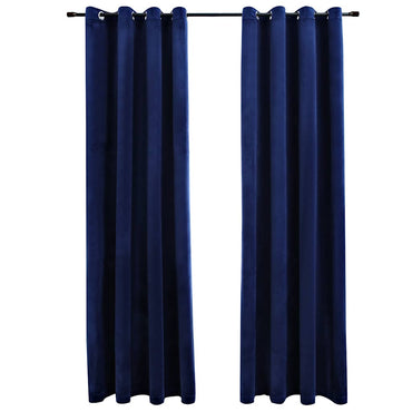 vidaXL Rideaux occultants à œillets 2 pcs Velours Bleu foncé 140x175cm