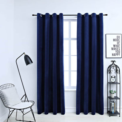 vidaXL Rideaux occultants à œillets 2 pcs Velours Bleu foncé 140x225cm