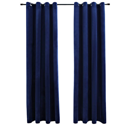 vidaXL Rideaux occultants à œillets 2 pcs Velours Bleu foncé 140x245cm