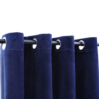 vidaXL Rideaux occultants à œillets 2 pcs Velours Bleu foncé 140x245cm